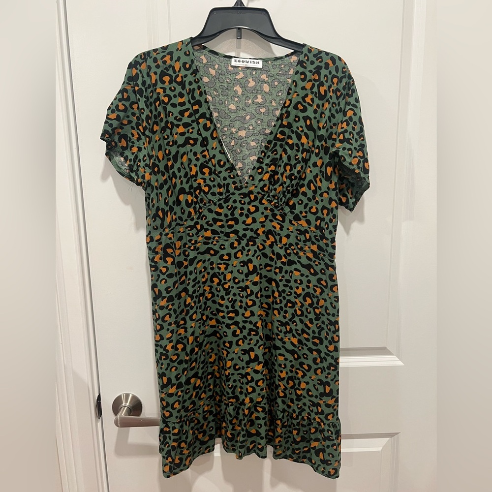 Green cheetah dress